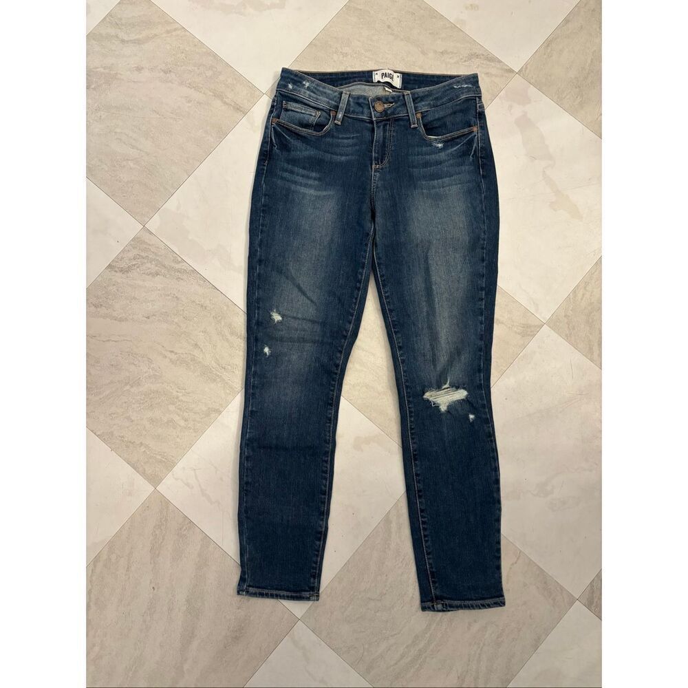 Paige Verdugo Crop Jeans Size 26 Blue Distressed Skinny Cropped